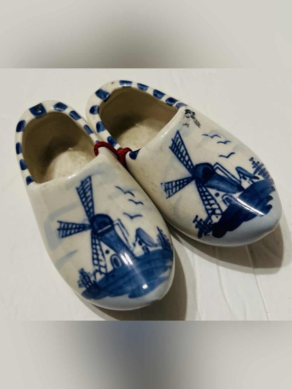 Vintage Dutch Delftware Ceramic Miniature Clogs (shoes) Ashtrays The Netherlands
